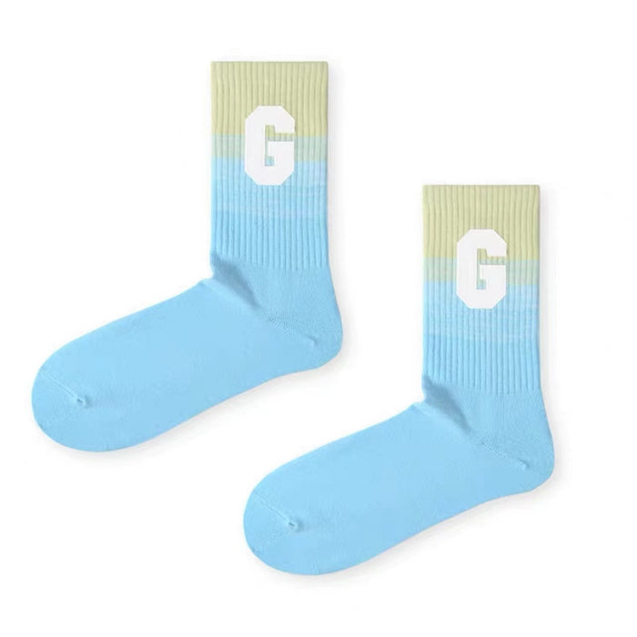 Calcetines de tubo medio al por mayor G letras de letras Sports Socks JDC-SK-Huili006
