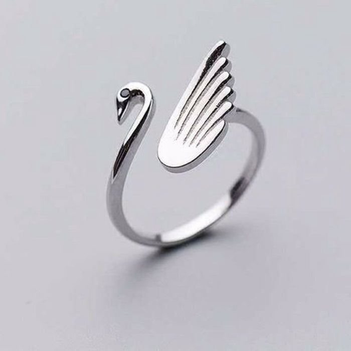 Wholesale Rings White Copper Plated 925 Silver White Swan MOQ≥2 JDC-RS-XiS003