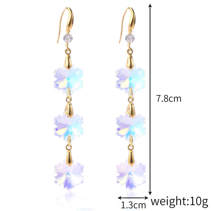 Wholesale Long Colorful Flower Heart Crystal Earrings JDC-ES-JiaYi001