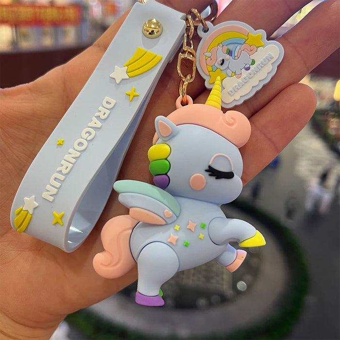 Keychains al por mayor hardware PVC Cute Cartoon Unicorn (M) JDC-KC-MIAOY018