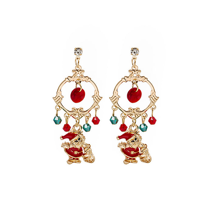 Wholesale Earring Alloy Christmas Santa Claus Holiday Gift Pendant JDC-ES-MDD085