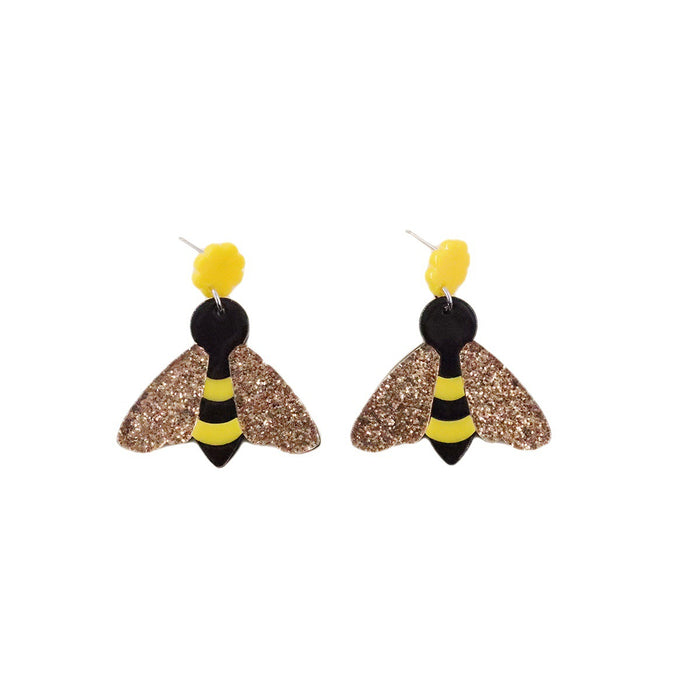 Wholesale earrings acrylic retro flower bee MOQ≥2 JDC-ES-MOSHU025