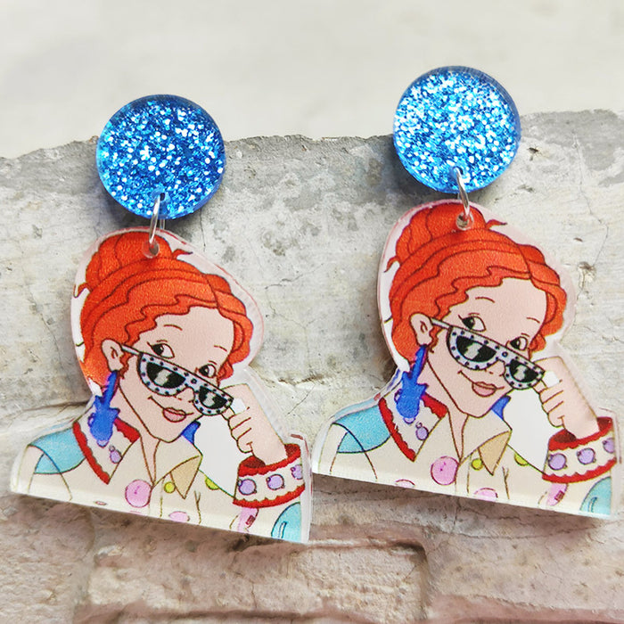Wholesale Earrings Acrylic Weather Astronomy Music Lesson Glitter 2 Pairs JDC-ES-HeYi064