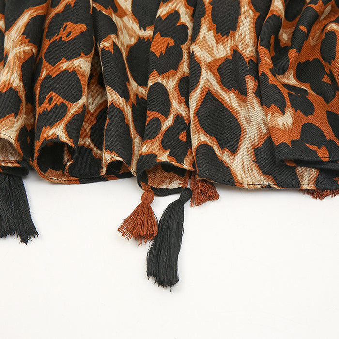 Bufanda al por mayor de algodón lino leopardo damas calientes espesas jdc-sf-jiaw002