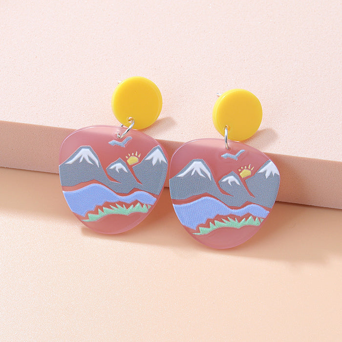 Wholesale Earrings Acrylic Jelly Color Cactus Pineapple Stud Earrings MOQ≥2 JDC-ES-MTu001