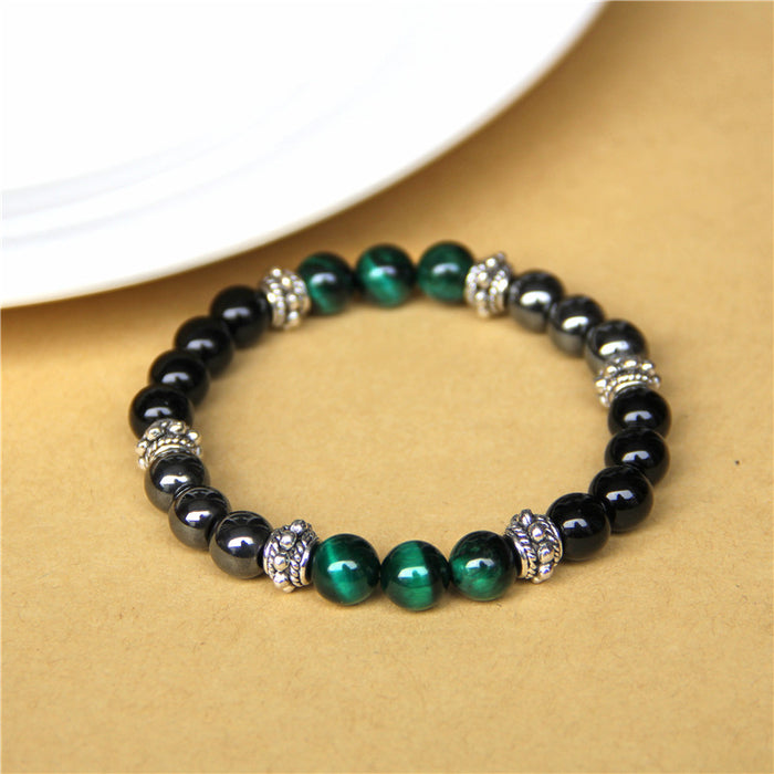 Wholesale Natural Tiger Eye Gemstone Beads Charm Energy Stretch Bracelet JDC-BT-YinY005