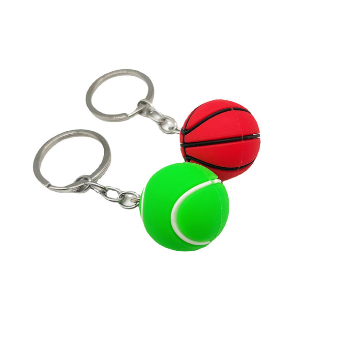 Wholesale Keychains For Backpacks PVC Football Key Chain Basketball Tennis Rugby MOQ≥5 JDC-KC-YY020