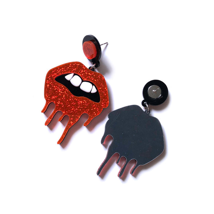 Wholesale acrylic red mouth earrings MOQ≥2 JDC-ES-qiuge002