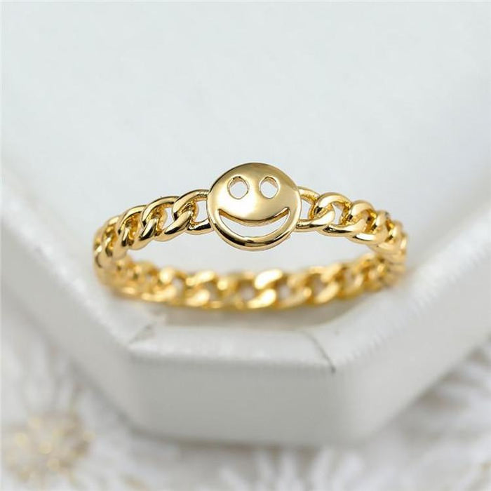 Wholesale Ring Copper Smiley MOQ≥2 JDC-RS-ErY006