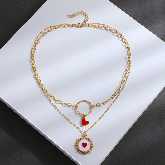 Wholesale Double Layer Love Pendant Necklace for Women JDC-NE-D046