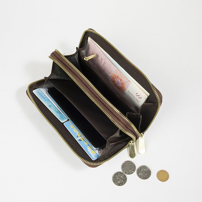 Bolsa de billetera al por mayor PU Impresión Bolsa telefónica de embrague doble con cremallera (F) JDC-WT-Fanju003