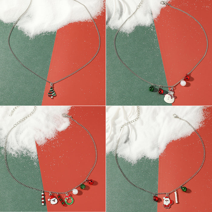 Wholesale Necklace Alloy Enamel Christmas Snowman Bells JDC-NE-D388