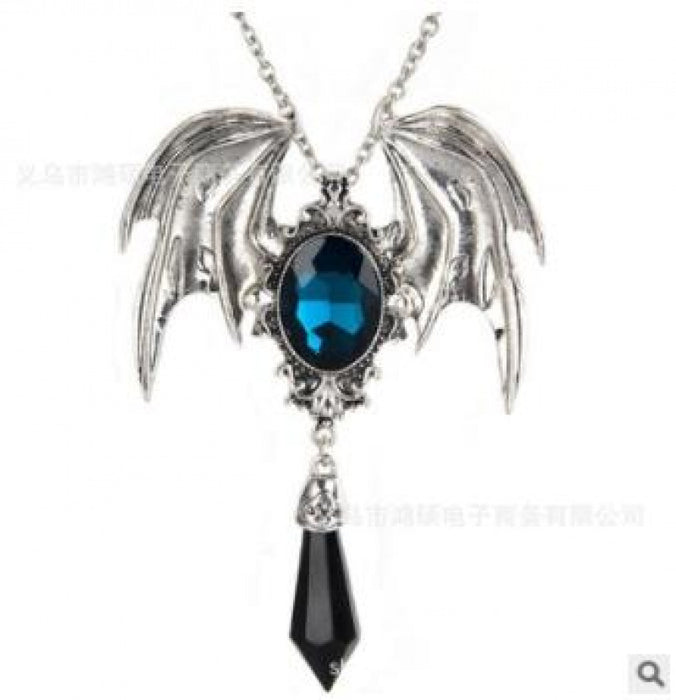Collar de collar al por mayor Halloween Vintage Victorian Bat Wings Sapphire Moq≥2 JDC-Ne-Fhong019