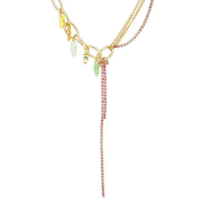 Wholesale leaf tassel necklace personality retro stitching claw chain multi-layer JDC-NE-YiD033