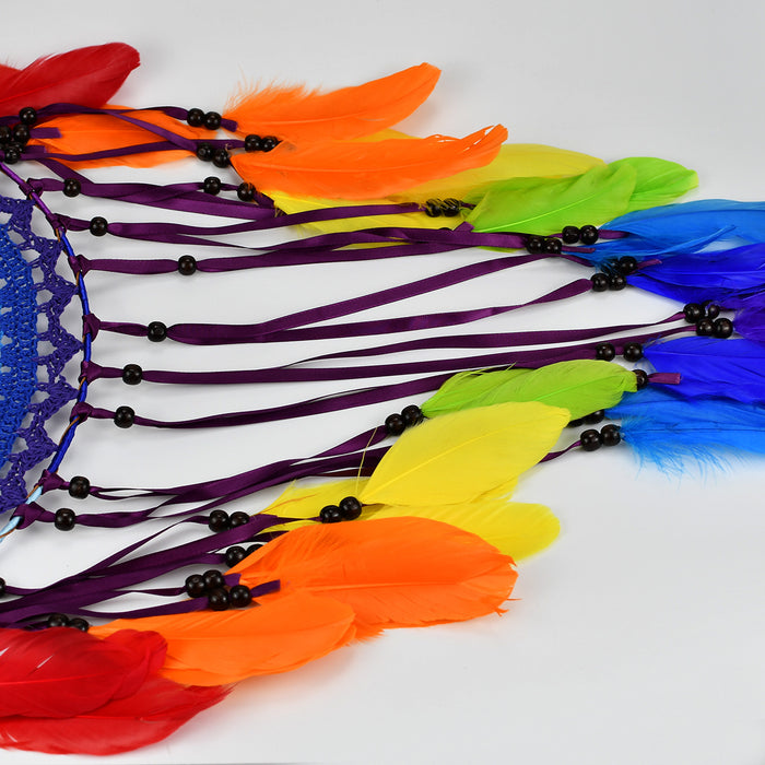 Cattador de ensueño de ensueño al por mayor Feather Handmade Colorfle Wind Chime Colgante MOQ≥2 JDC-DC-Quanx010