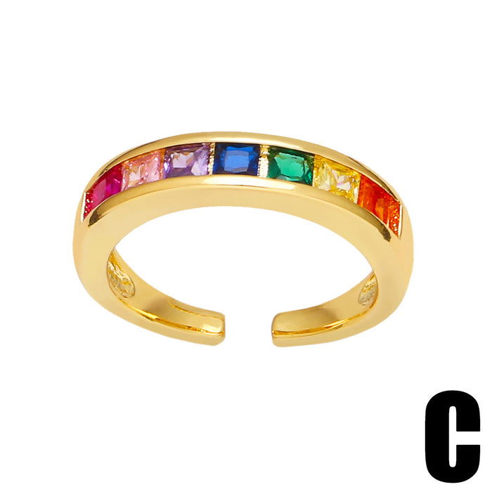 Wholesale Ring Copper Plated 18K Gold Zircon Color Adjustable JDC-PREMAS-RS-007