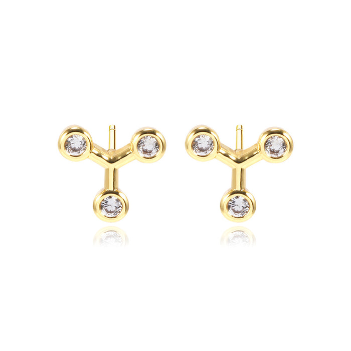 Wholesale Earrings Copper Creative Color Zirconia Stud Earrings MOQ≥2 JDC-ES-FoXi002