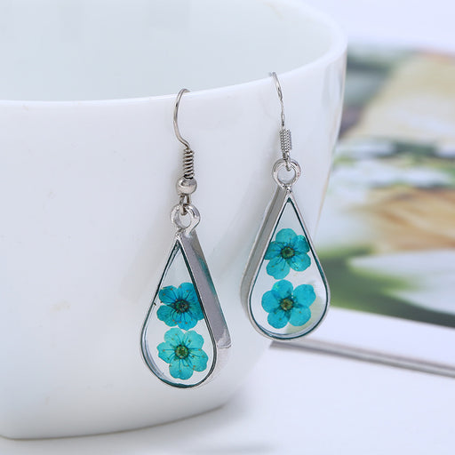 Jewelry WholesaleWholesale Handmade Epoxy Resin Double Sided Water Drop Dried Flowers JDC-ES-byi001 Earrings 百意 %variant_option1% %variant_option2% %variant_option3%  Factory Price JoyasDeChina Joyas De China