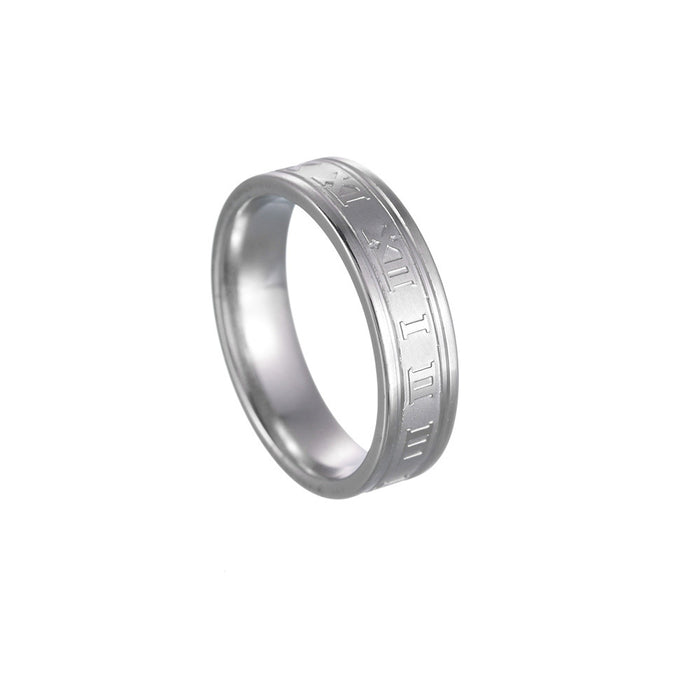 Wholesale Ring Titanium Steel Roman Numeral Couple Ring MOQ≥2 JDC-RS-ShouM007