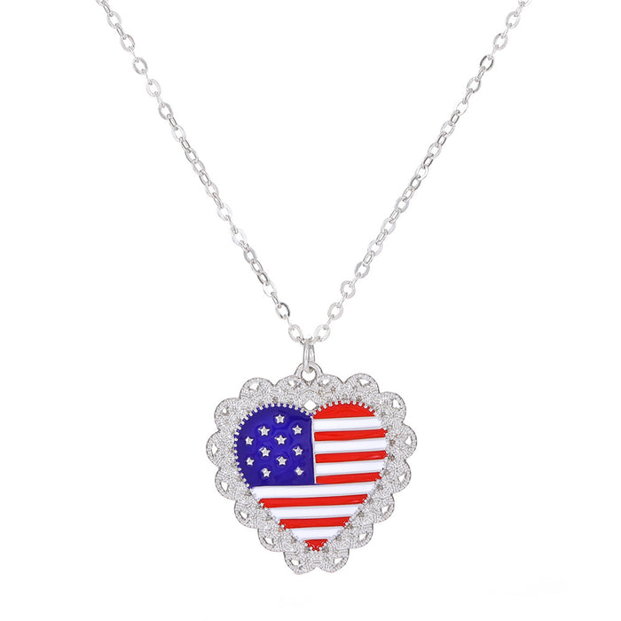 Wholesale 4th of July Independence Day Series Necklace Set Fashion Simple Diamond Wings JDC-NE-D044