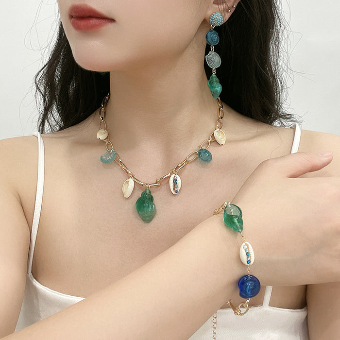 Wholesale Necklace Alloy Diamond Bib Necklace Bracelet Earrings Jewelry Set MOQ≥2 JDC-NE-Kenjie002