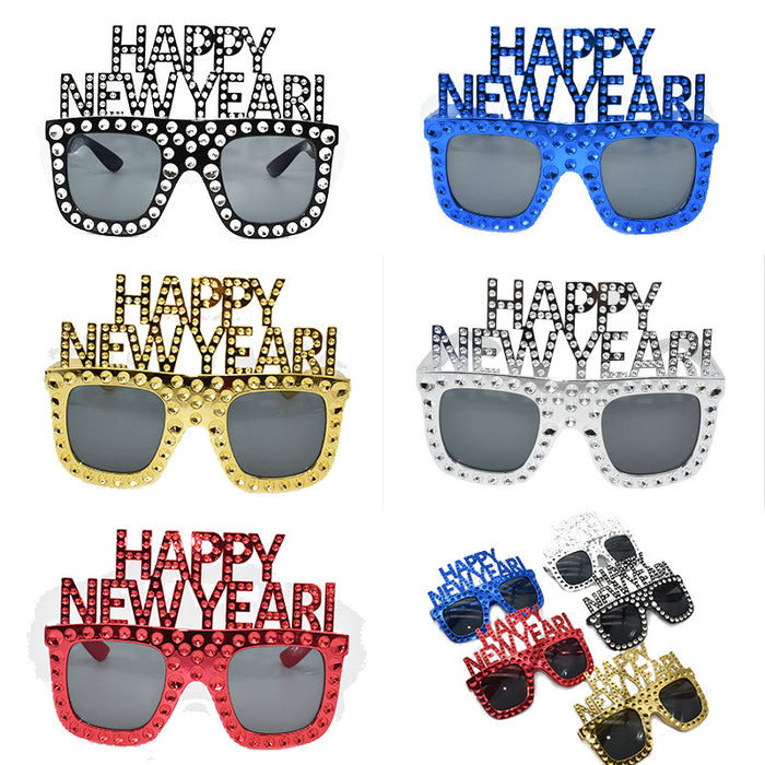 Wholesale Sunglasses PC 2023 Digital HAPPY NEW YEAR New Year's Eve Party Funny Shapes 10 pcs JDC-SG-SFY005