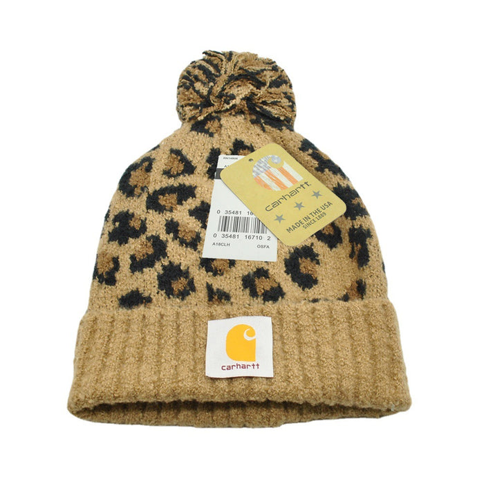 Wholesale Hat Acrylic Leopard Print Roll Hem Warm Pullover Hat (F) JDC-FH-KuT016