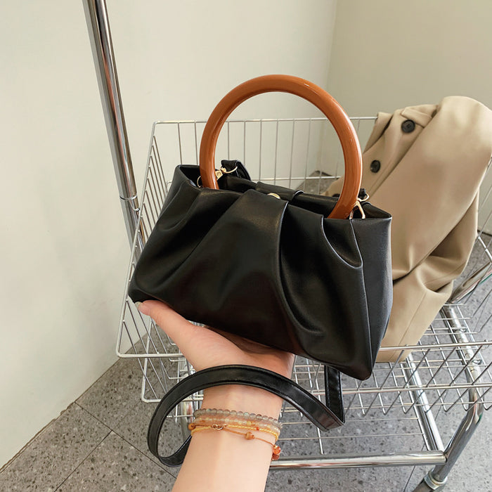 Wholesale pleated handbag women's solid color small square bag JDC-HB-Henxinyu002