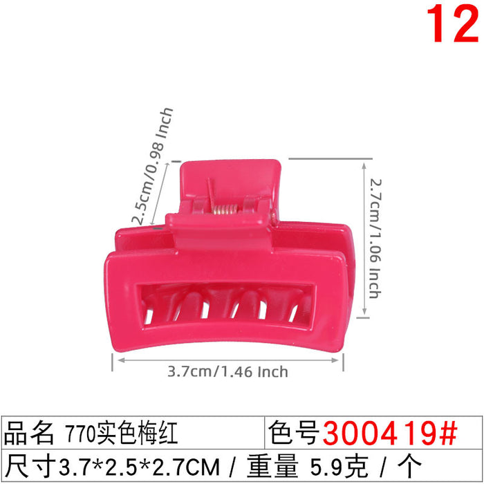 Wholesale Simple 4cm Color Frosted PC Material Square Hollow Grab Clip JDC-HC-Liuyi006