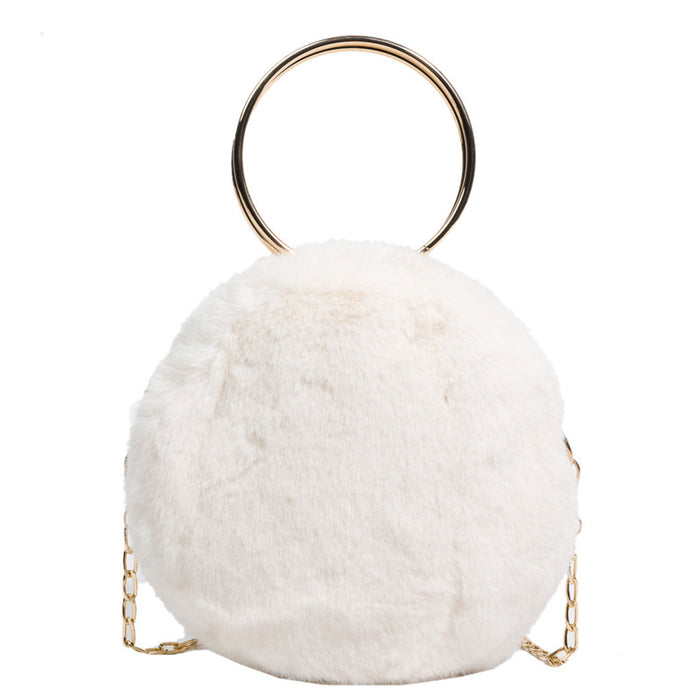 Wholesale Shoulder Bags Plush Metal Round Bag Tote JDC-SD-Minghao004