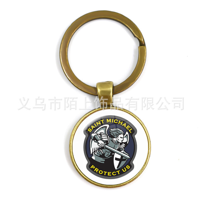 Wholesale St.Michael Russian Orthodox Time Gemstone Zinc Alloy Keychain JDC-KC-MoS001