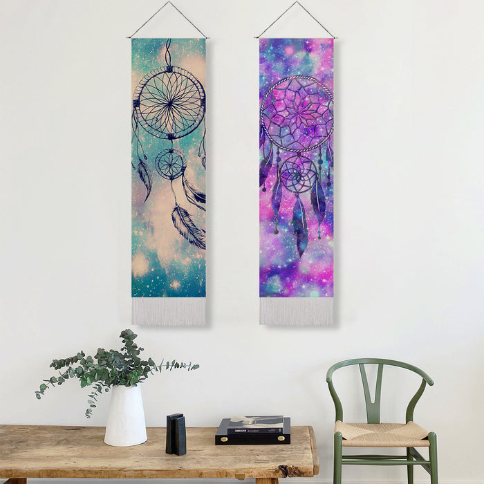 Wholesale Decorative Linen Dream Catcher Net Printing Long Tassel Wall Painting MOQ≥2 JDC-DCN-Jianjie007