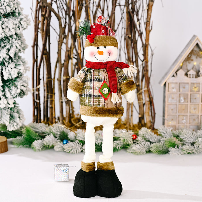 Wholesale Ornaments Cloth Vintage Snowflake Plaid Retractable Doll Christmas JDC-OS-HaoB003