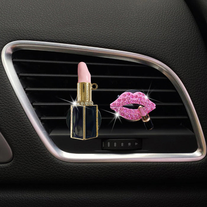 Wholesale Car Accessories Metal Lips Lipstick Diamonds Outlet Perfume Clip MOQ≥2 JDC-CA-ZNYK012