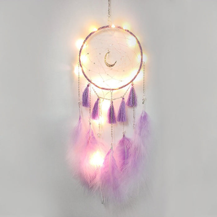 Wholesale Dream Catcher Feather Tassel Moon Pendant Bedroom Ornament MOQ≥2 JDC-DC-MYing043