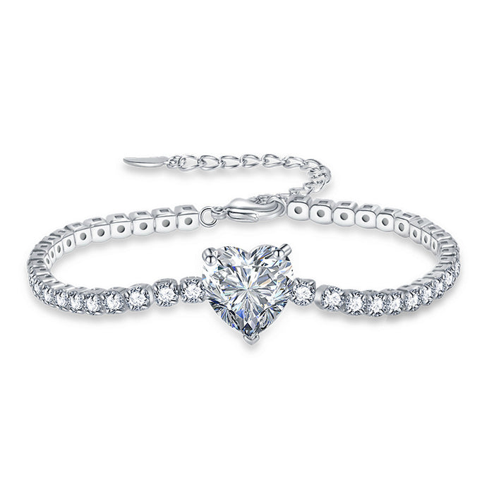 Wholesale Colored Stone Bracelet Heart Shape Luxury Inlaid Zircon Rhinestone Bracelet JDC-BT-LonR003