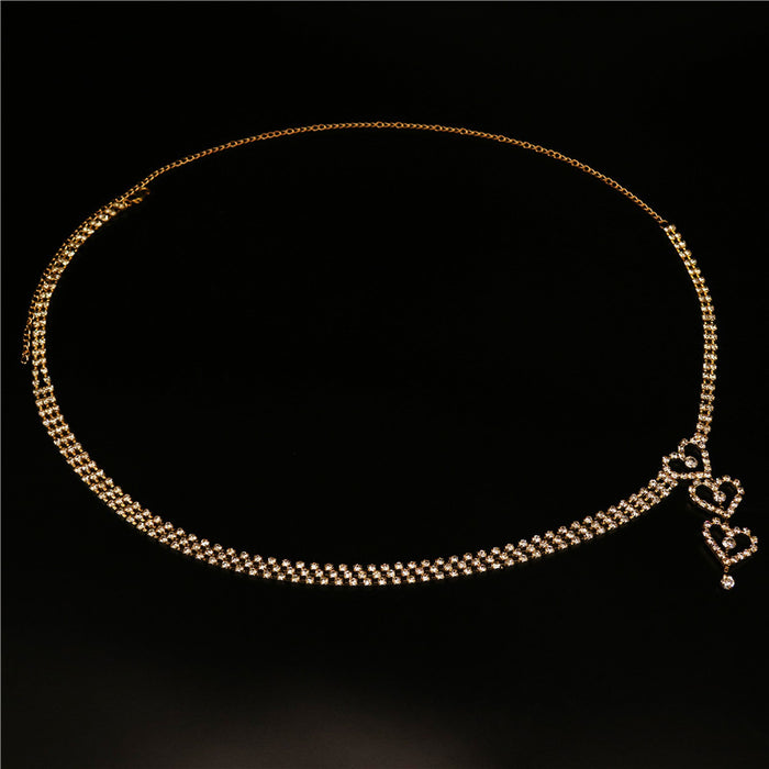 Wholesale Gold Plated Silver Plated Multilayer Love Rhinestone Waist Chain JDC-WC-JiaJ006