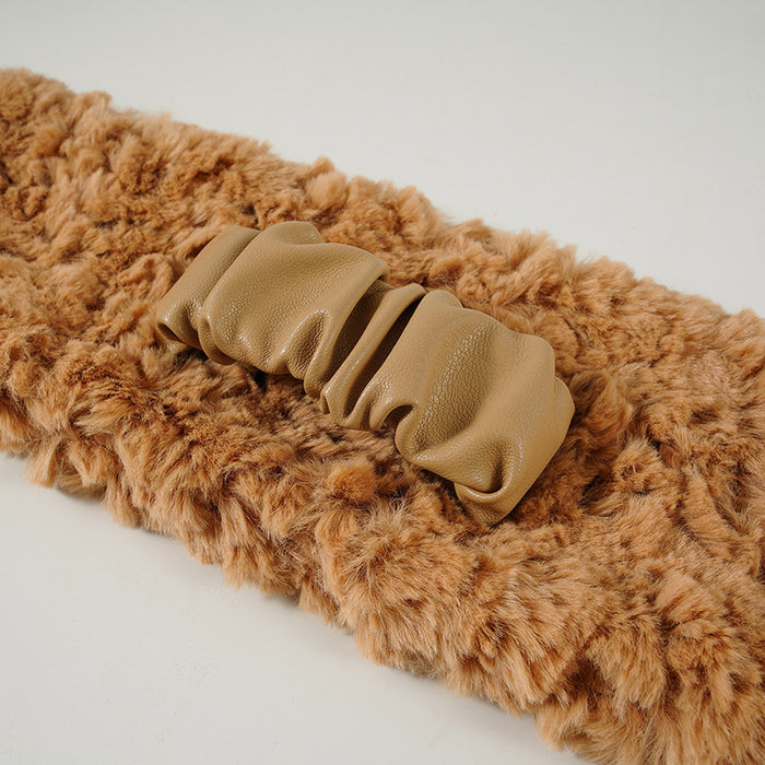 Wholesale Scarf Imitation Rabbit Fur Plush Warm Cross Neck Sleeve MOQ≥2 JDC-SF-Zhetuo006