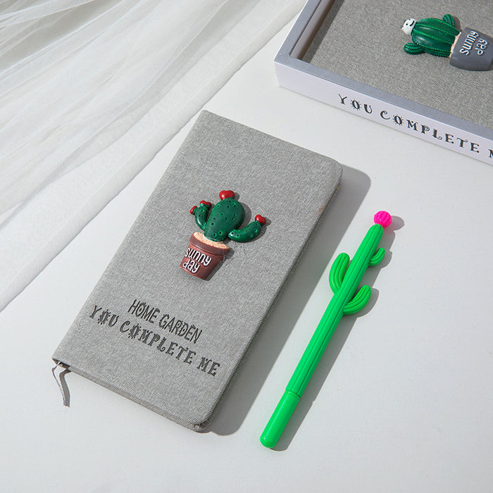 Wholesale Notebook Paper Cactus Ballpoint Pen Gift Set MOQ≥2 JDC-NK-Qiniu006