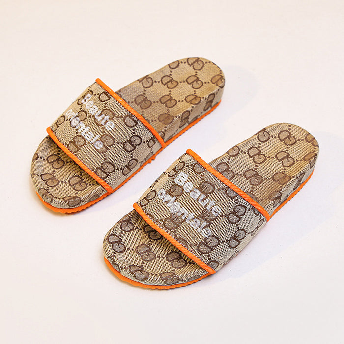 Wholesale plus size stitching beach sandals thick bottom letters JDC-SD-Hongw004