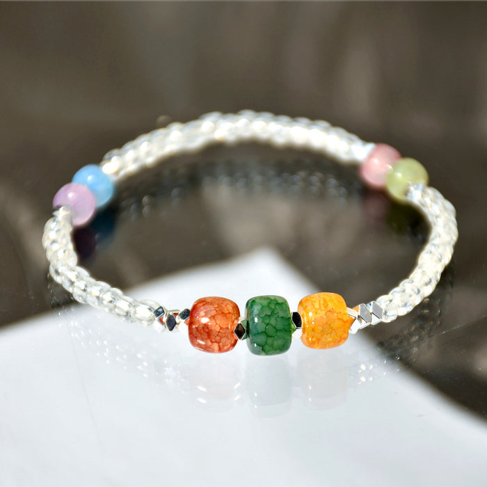 Brazalete al por mayor color plateado roto Beads de piedra jdc-bt-youf007