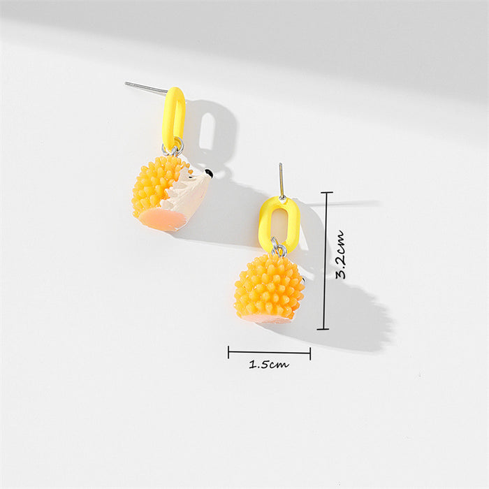Wholesale Earring Resin Simulation Cute Hedgehog JDC-ES-GuTe008