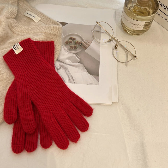 Wholesale Gloves Acrylic Warm Solid Color Knit Touchscreen JDC-GS-YanD005
