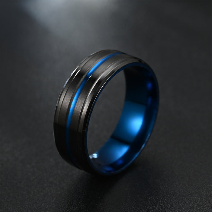 Anillo al por mayor acero inoxidable de acero inoxidable ranurado colorido anillo de dominante de hombres MOQ≥2 JCD-RS-TS001