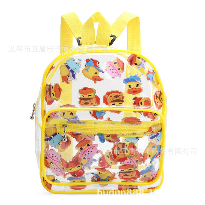Wholesale little yellow duck transparent schoolbag for primary school students CLEAR BACKPACKS JDC-BP-Lefei004