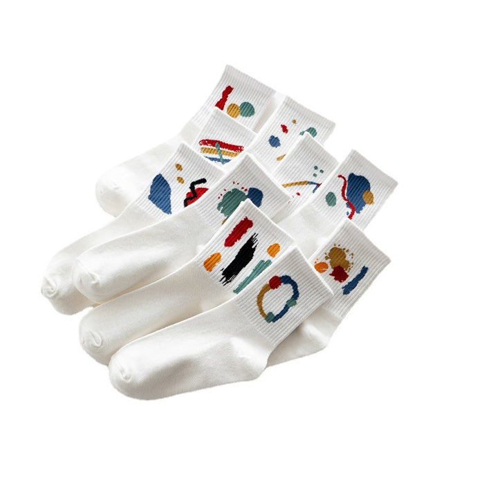 Wholesale Socks Polyester Color Graffiti Plain White Socks JDC-SK-DRan005