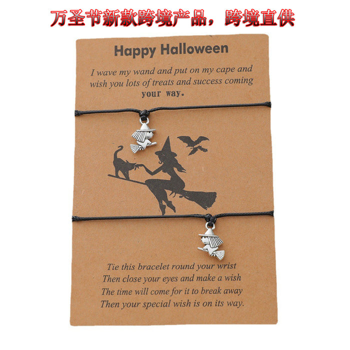 Wholesale Bracelet Alloy Wax Thread CCB Braid Spoof Witch Two Piece Halloween JDC-BT-AiMu010