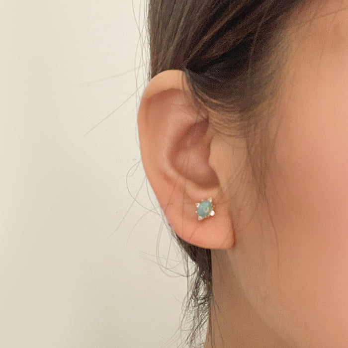 Wholesale Copper Moonstone Diamond Stud Earrings MOQ≥2 JDC-ES-Jugou009