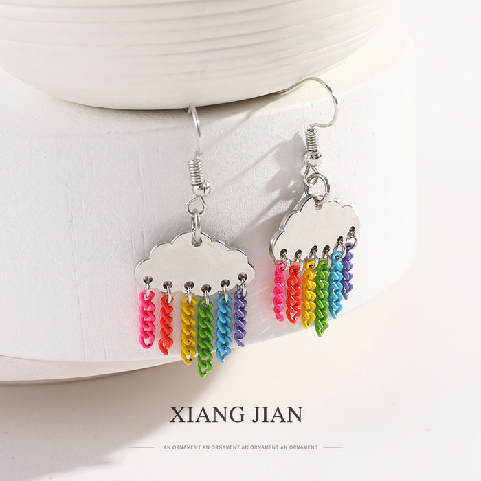 Wholesale Cloud Rainbow Tassel Earrings JDC-ES- zhongyi014