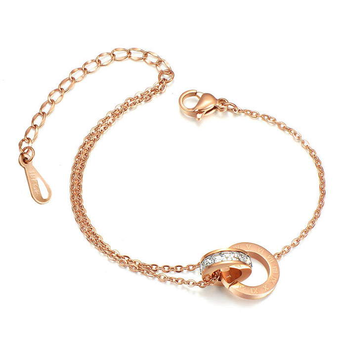 Wholesale Ring Rose Golden Akchain Do not fade coloring foot chain JDC-AS-FMQ001